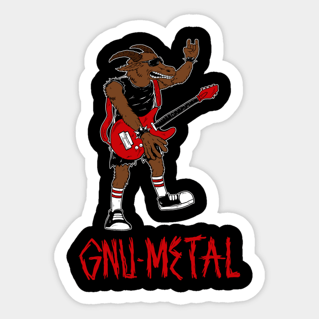 Gnu Metal Sticker by dumbshirts